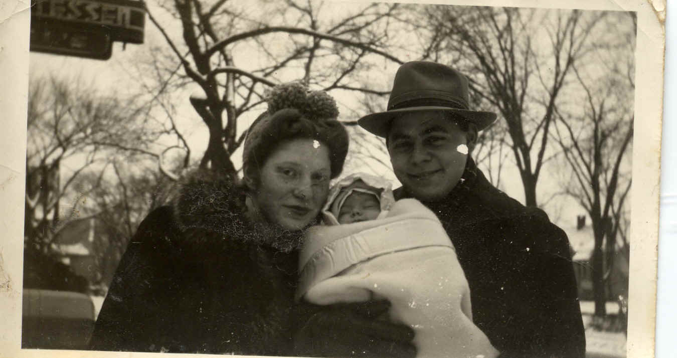 Anna And Abe Goodman with Eileen Goodman , november 1943 mom was 6 weeks old in the picture.